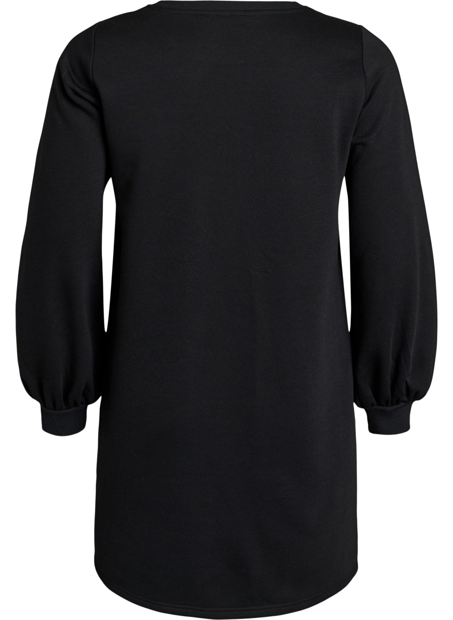 ZizziKurzes Kleid aus Sweat mit Ballon&auml;rmeln, Schwarz, Packshot image number 1