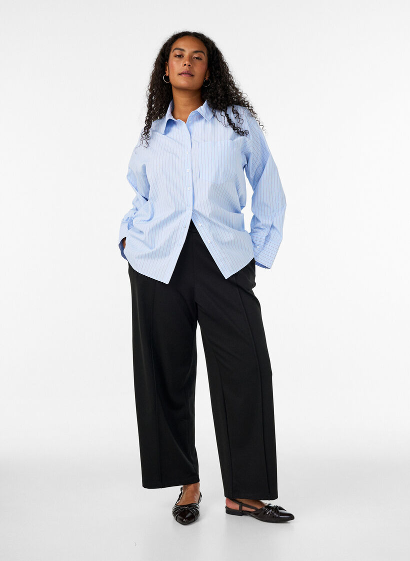 Lockere Hose aus Jersey mit hoher Taille, Schwarz, Model image number 0