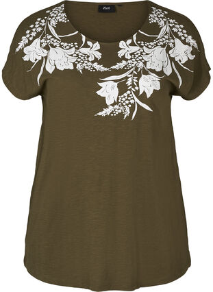 T-Shirt mit Print, Ivy green w. White, Packshot image number 0