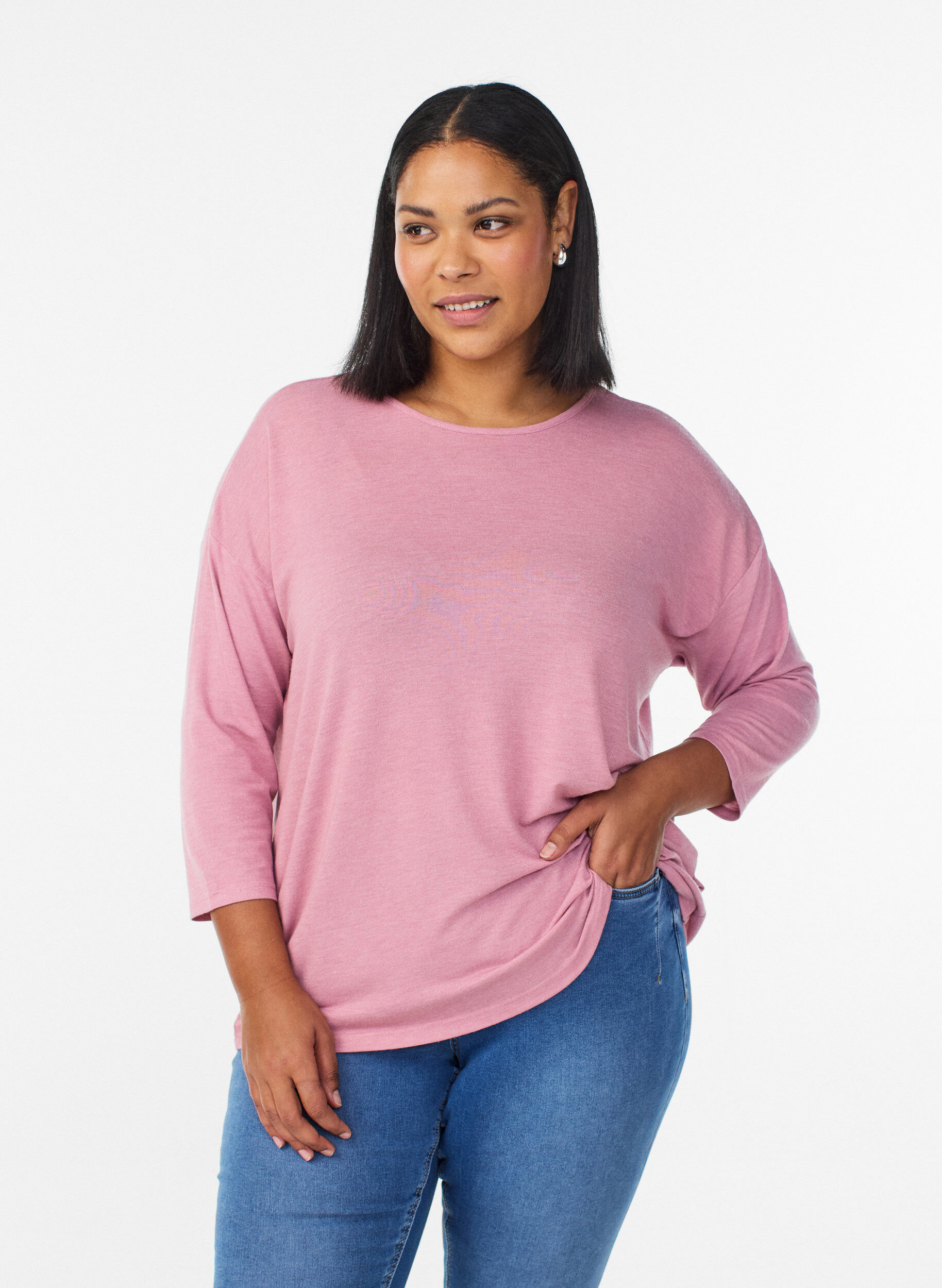 ZizziBluse aus Jersey mit 3/4-&Auml;rmeln, Rot, Model image number 0