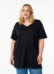 Einfarbiges Oversize T-Shirt mit V-Ausschnitt, Schwarz, Model image number 0