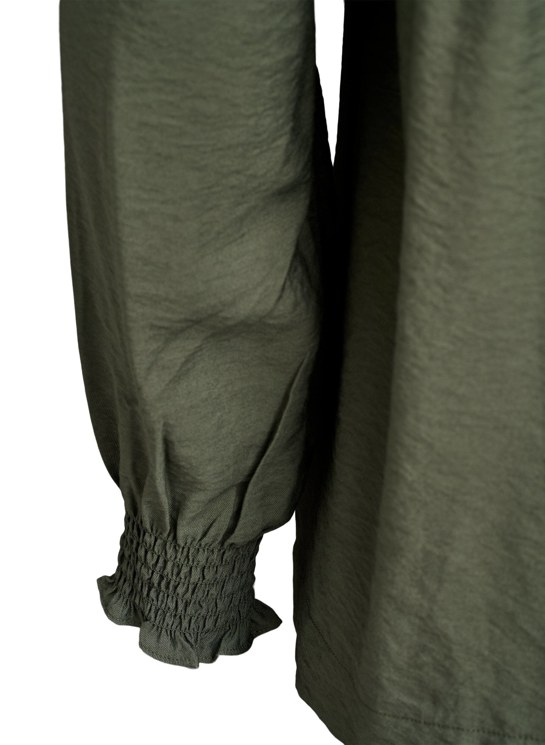 ZizziBluse aus Viskose mit Smock und gerafften Details, Gr&uuml;n, Packshot image number 3