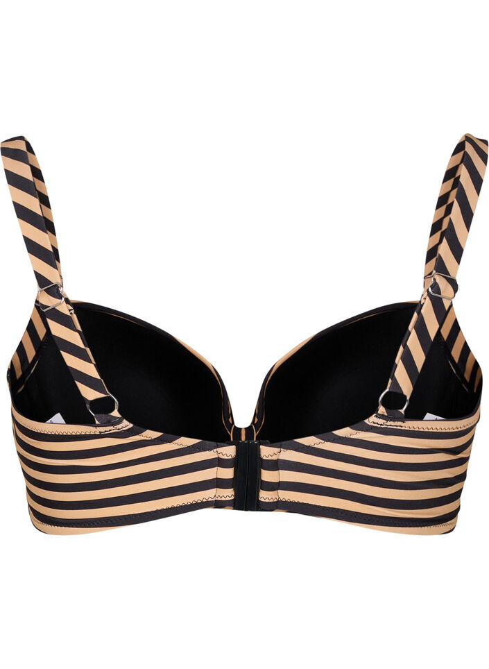 Bikinioberteil mit B&uuml;gel und Muster, Braun, Packshot image number 1