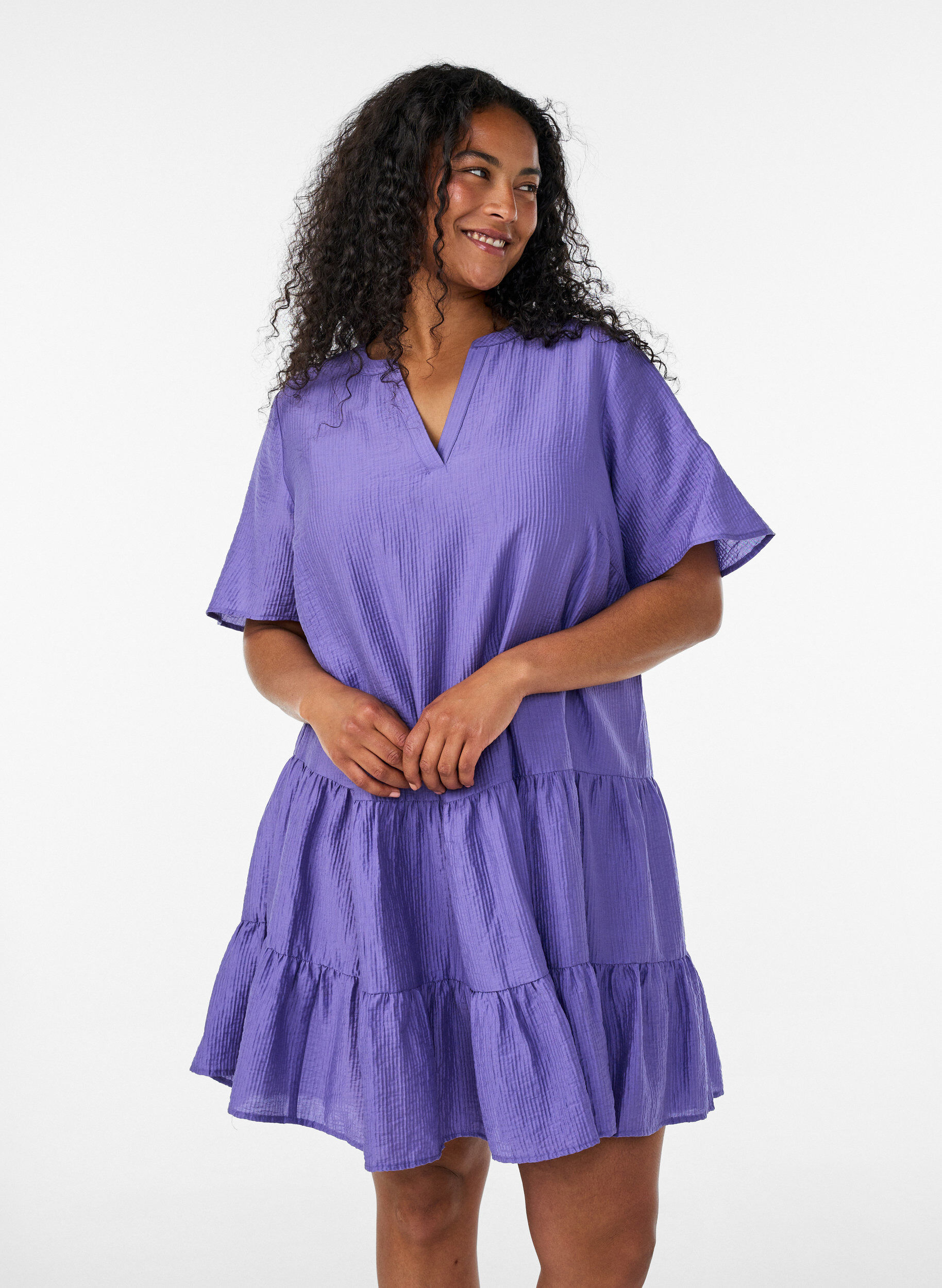 ZizziStrukturiertes A-Linien-Kleid, Lila, Model image number 0