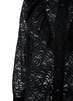 Hemdblusenkleid aus Spitze mit Rüschen, Black, Packshot image number 3