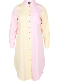 Langes Baumwollhemd mit Colour-Block, Popcorn/Pink, Packshot