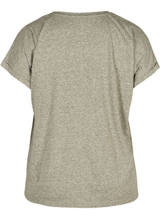 Meliertes T-Shirt aus Baumwolle, Green Mélange, Packshot image number 1