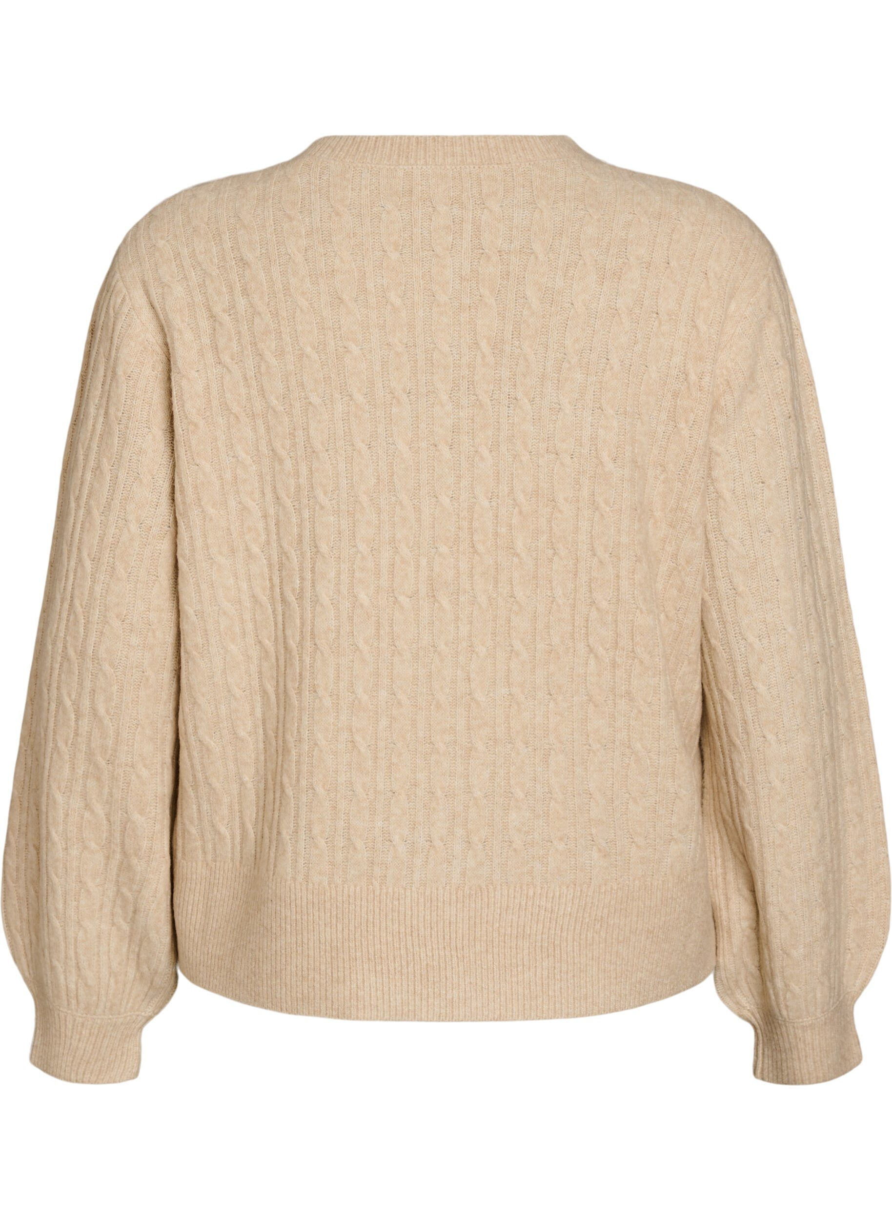 ZizziStrickjacke mit Zopfmuster und Perlenkn&ouml;pfen, Beige, Packshot image number 1
