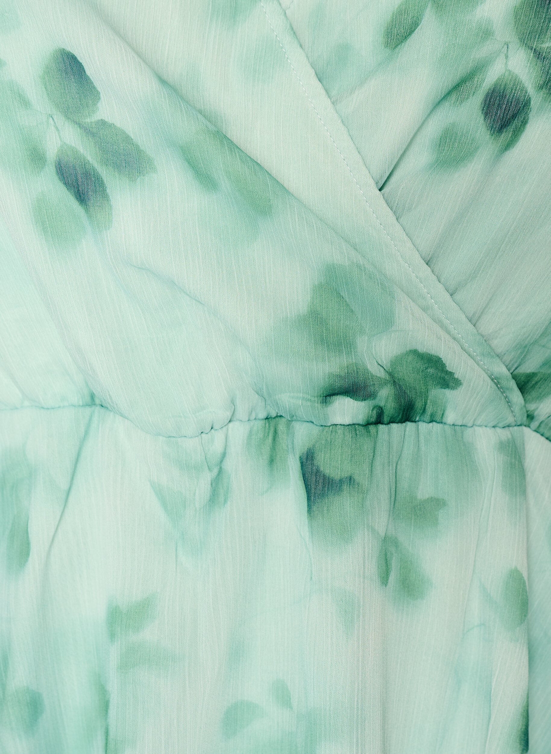 ZizziGebl&uuml;mte Chiffonbluse mit kurzen &Auml;rmeln, Gr&uuml;n, Packshot image number 2