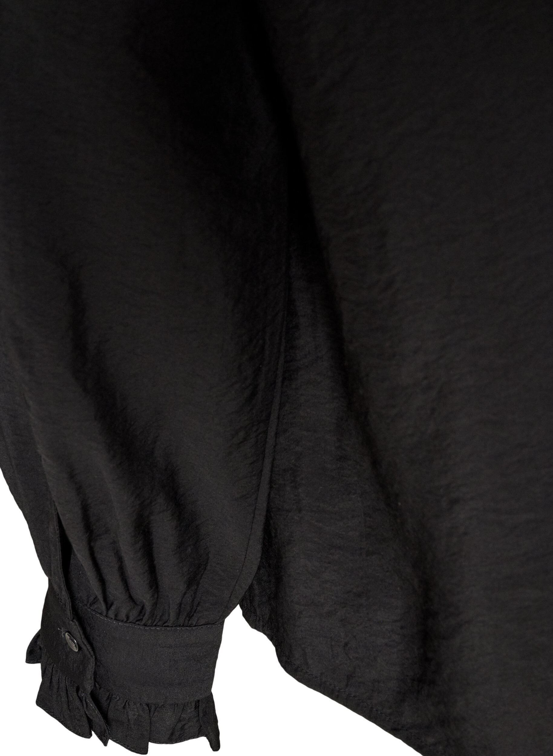 ZizziHemdbluse mit aufgestickten Blumenapplikationen, Schwarz, Packshot image number 3