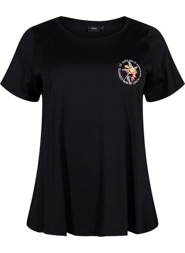 T-Shirt aus Baumwolle mit Aufdruck, Black W. Chest print, Packshot image number 0