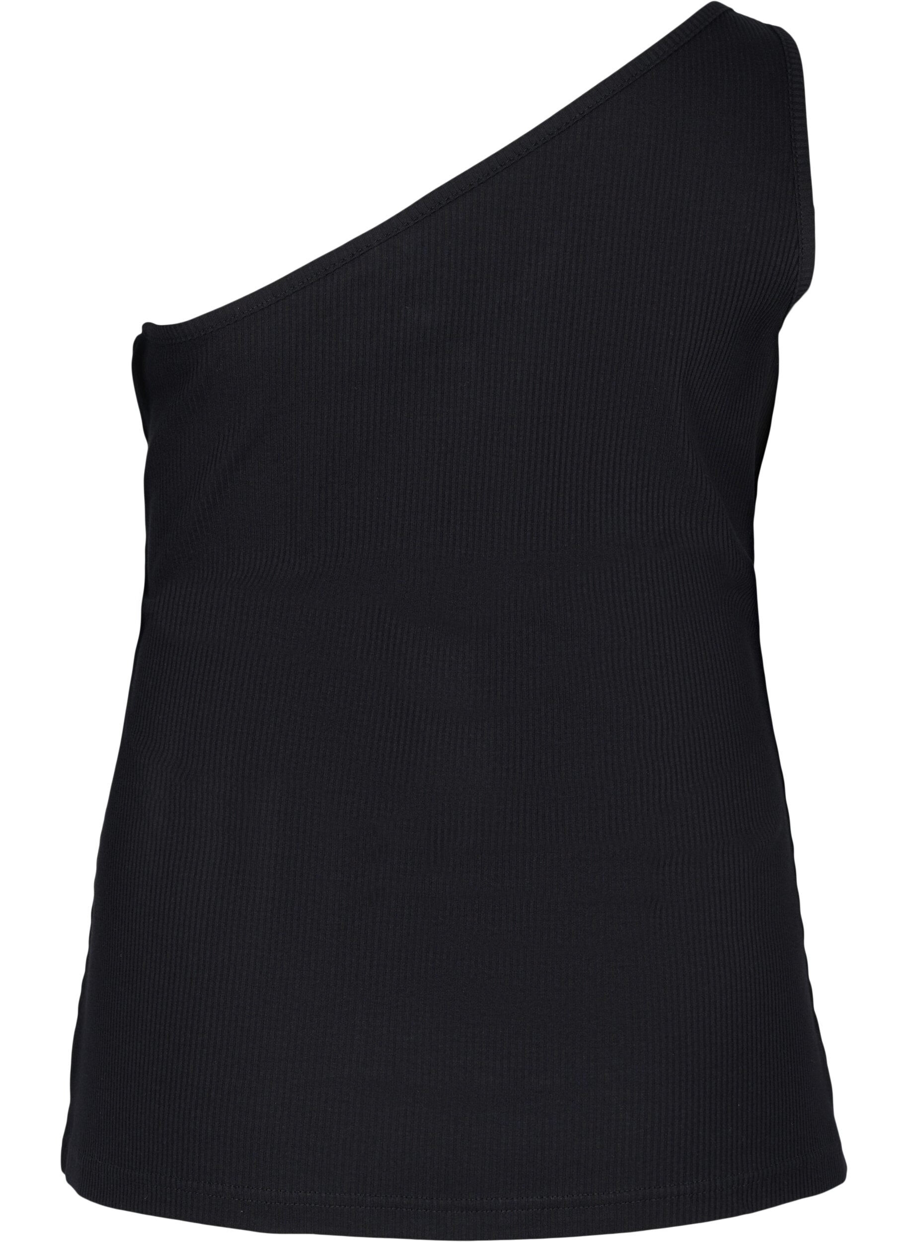 ZizziOne-Shoulder Top aus Baumwolle, Black, Packshot image number 1
