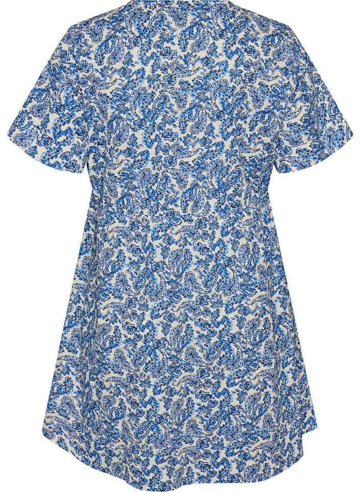 Kurzes Kleid aus Baumwolle mit Blumenprint, Blau, Packshot image number 1