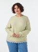 Strickbluse mit Spitzenbesatz am Saum, Gr&uuml;n, Model image number 0