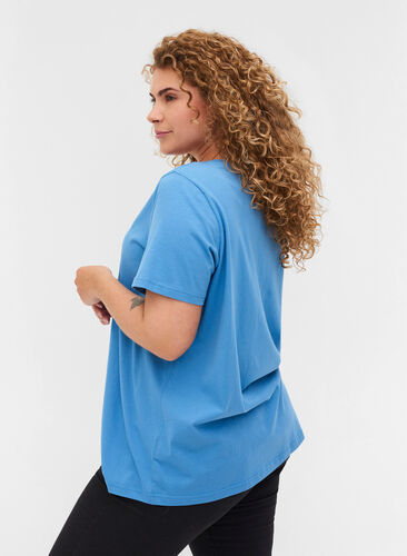 Kurzarm T-Shirt mit Print, Blue Jasper, Model image number 1