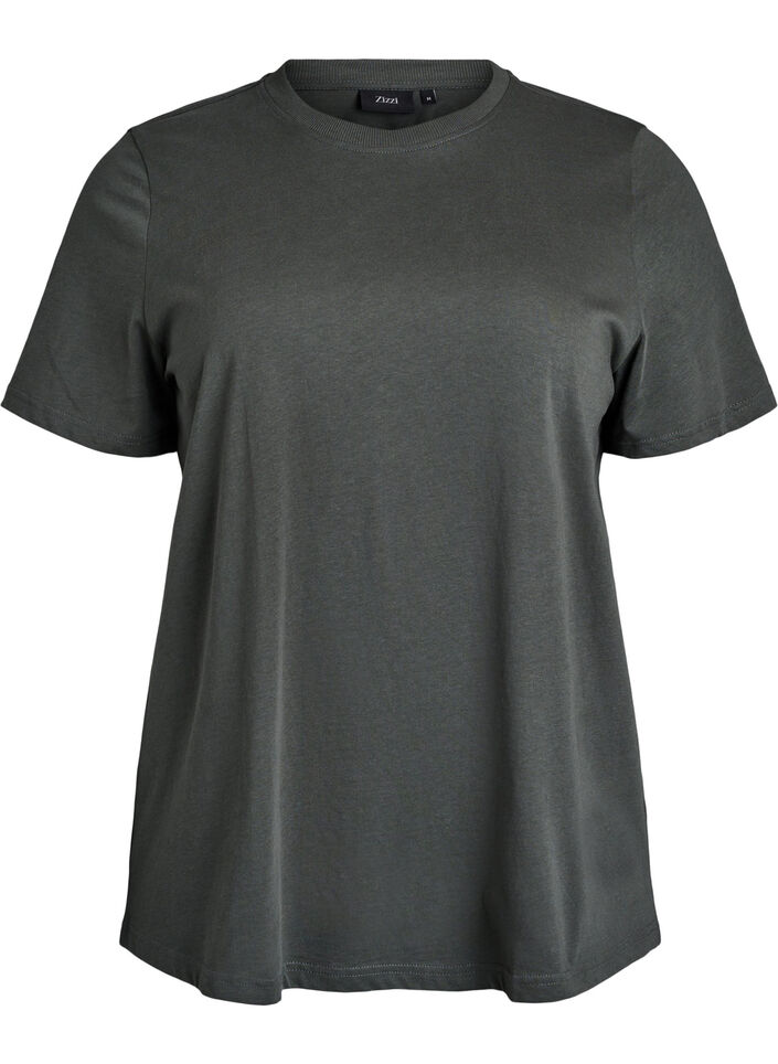 Basic T-Shirt aus Baumwolle mit Rundhalsausschnitt, Gr&uuml;n, Packshot image number 0