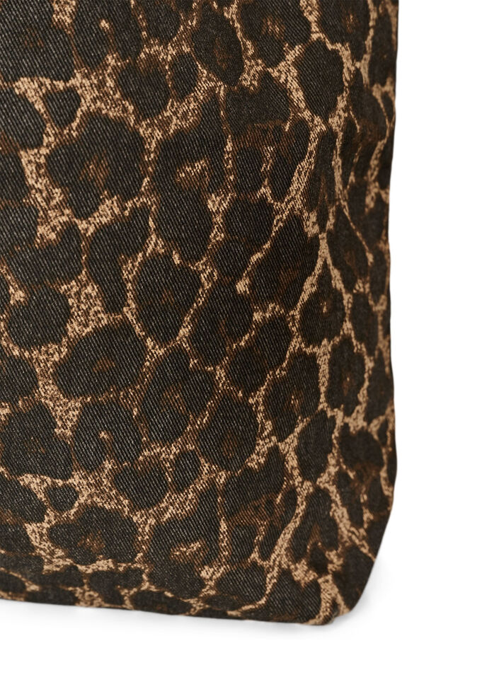 Denim Shopper mit Leopardenmuster, Braun, Packshot image number 2