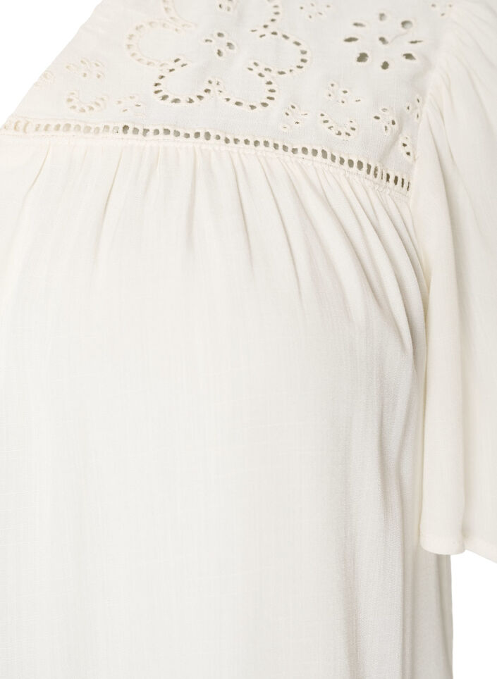 Bluse aus Viskose mit Broderie Anglaise, Beige, Packshot image number 2