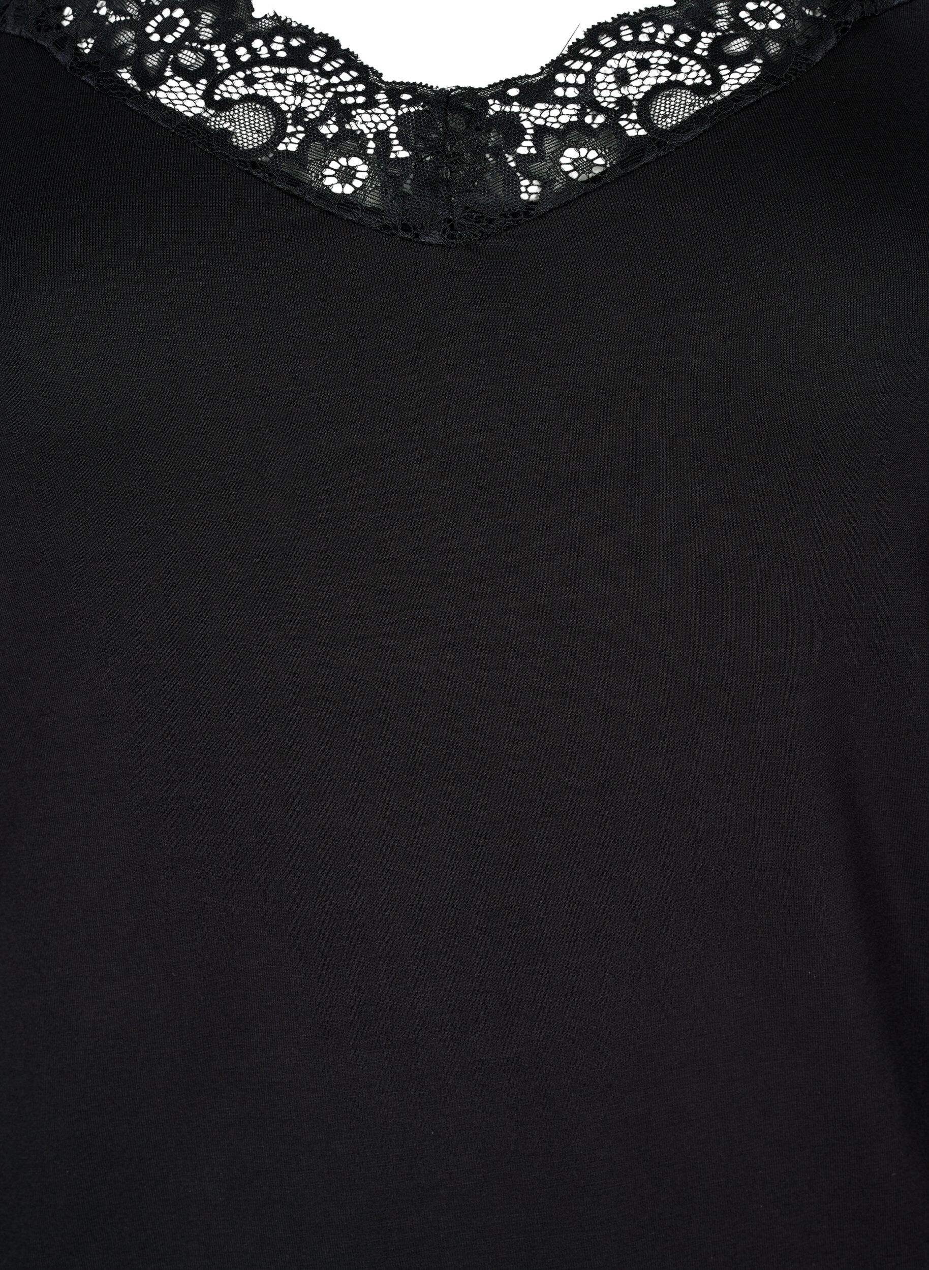 ZizziTop aus Viskose mit Spitze, Schwarz, Packshot image number 2