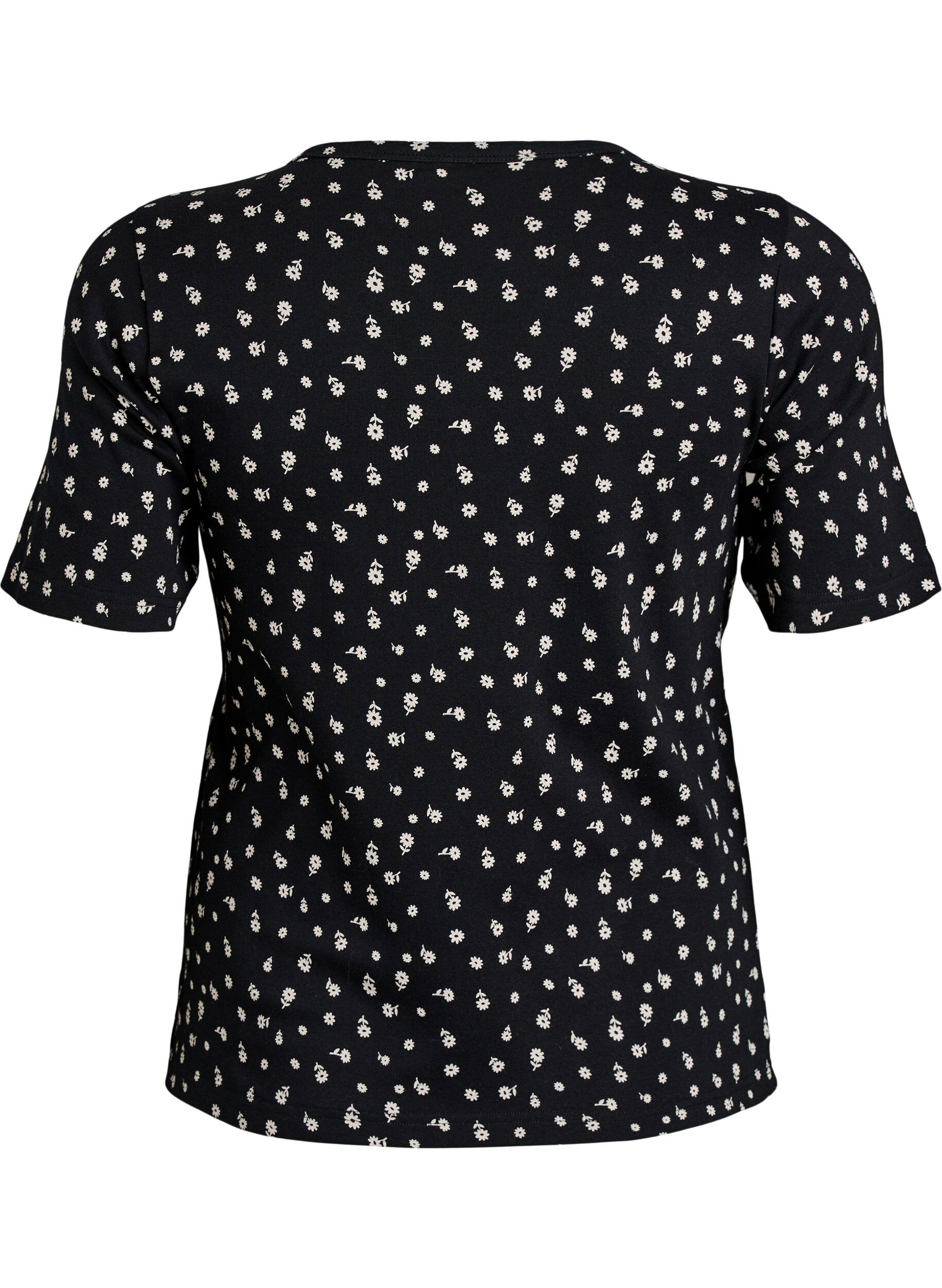ZizziT-Shirt aus Baumwolle mit Allover-Druck, Schwarz, Packshot image number 1
