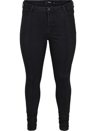 Super Slim Amy Jeans mit Piping, Black, Packshot image number 0