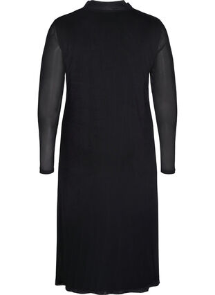 Langarm Midi-Kleid in Mesh, Black, Packshot image number 1