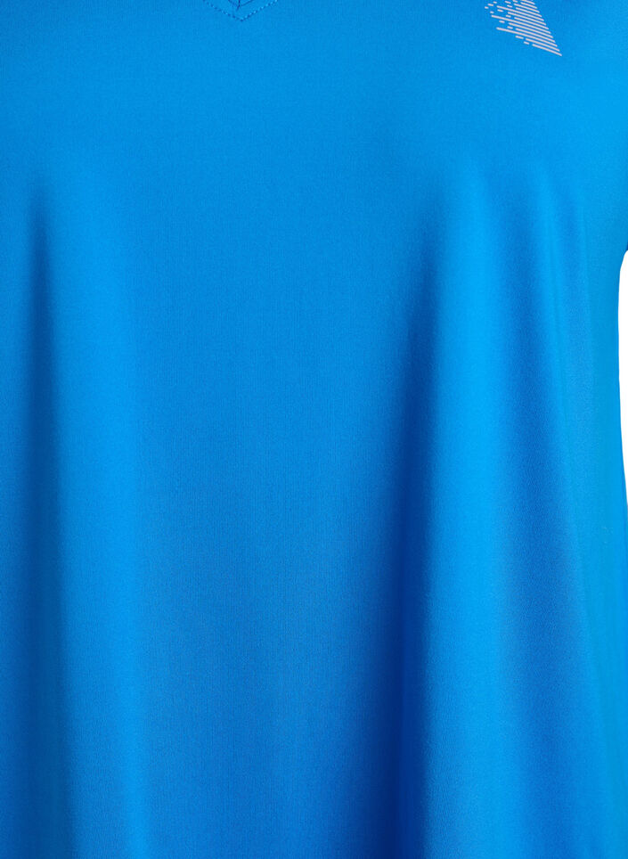Lockeres Trainings-T-Shirt mit V-Ausschnitt, Blau, Packshot image number 2