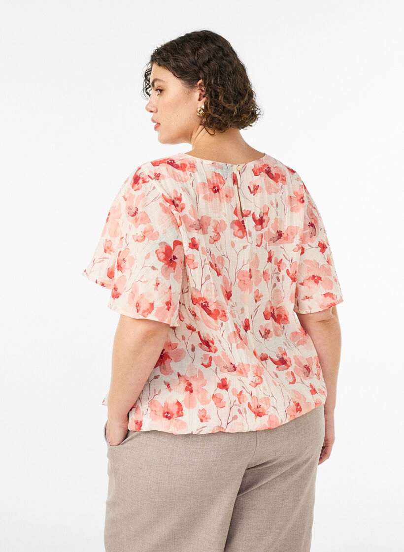 Bluse mit Ballonform und Fl&uuml;gel&auml;rmeln, Orange, Model image number 1