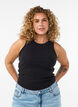Ripptop aus Baumwolle mit hohem Kragen, Schwarz, Model image number 0