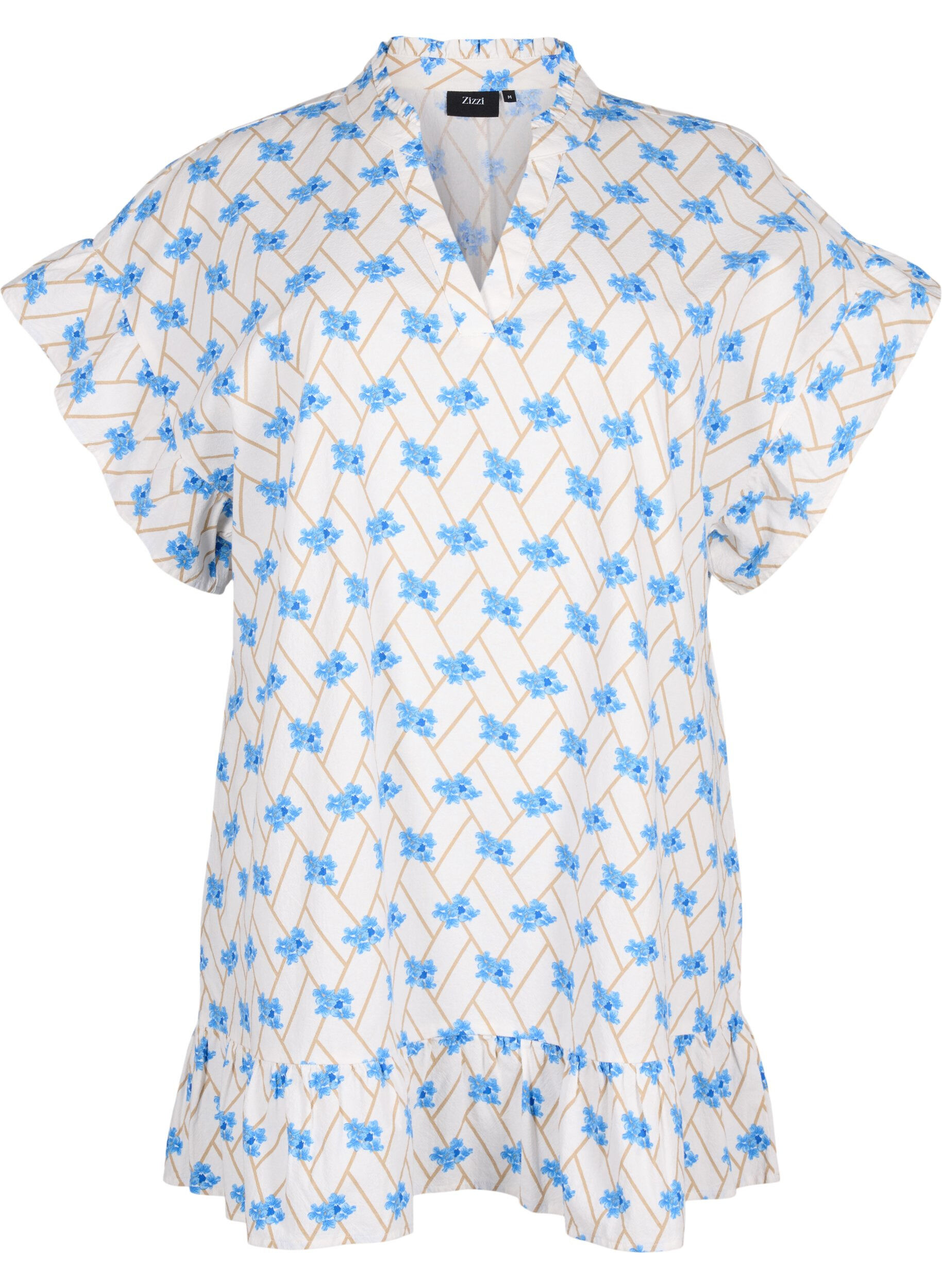 ZizziGebl&uuml;mte Tunika aus Baumwolle, Snow White Flower, Packshot image number 0