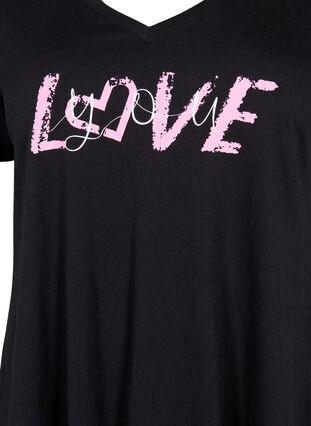 T-Shirt aus Baumwolle mit kurzen Ärmeln, Black LOVE, Packshot image number 2