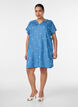 Kleid aus Lyocell mit Denim-Look und bestickten Blumen, Blau, Model image number 1
