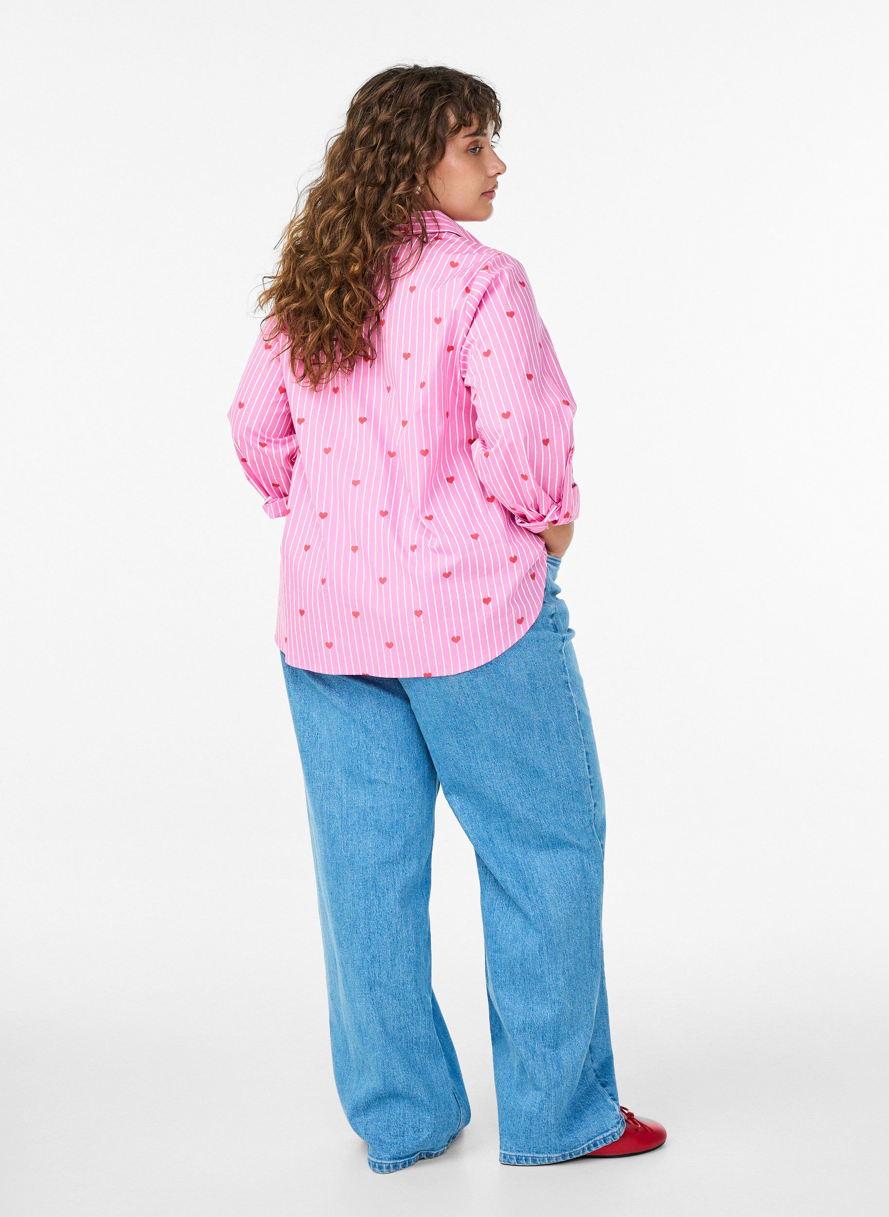 ZizziWide-Leg-Jeans mit hoher Taille, Blau, Model image number 1