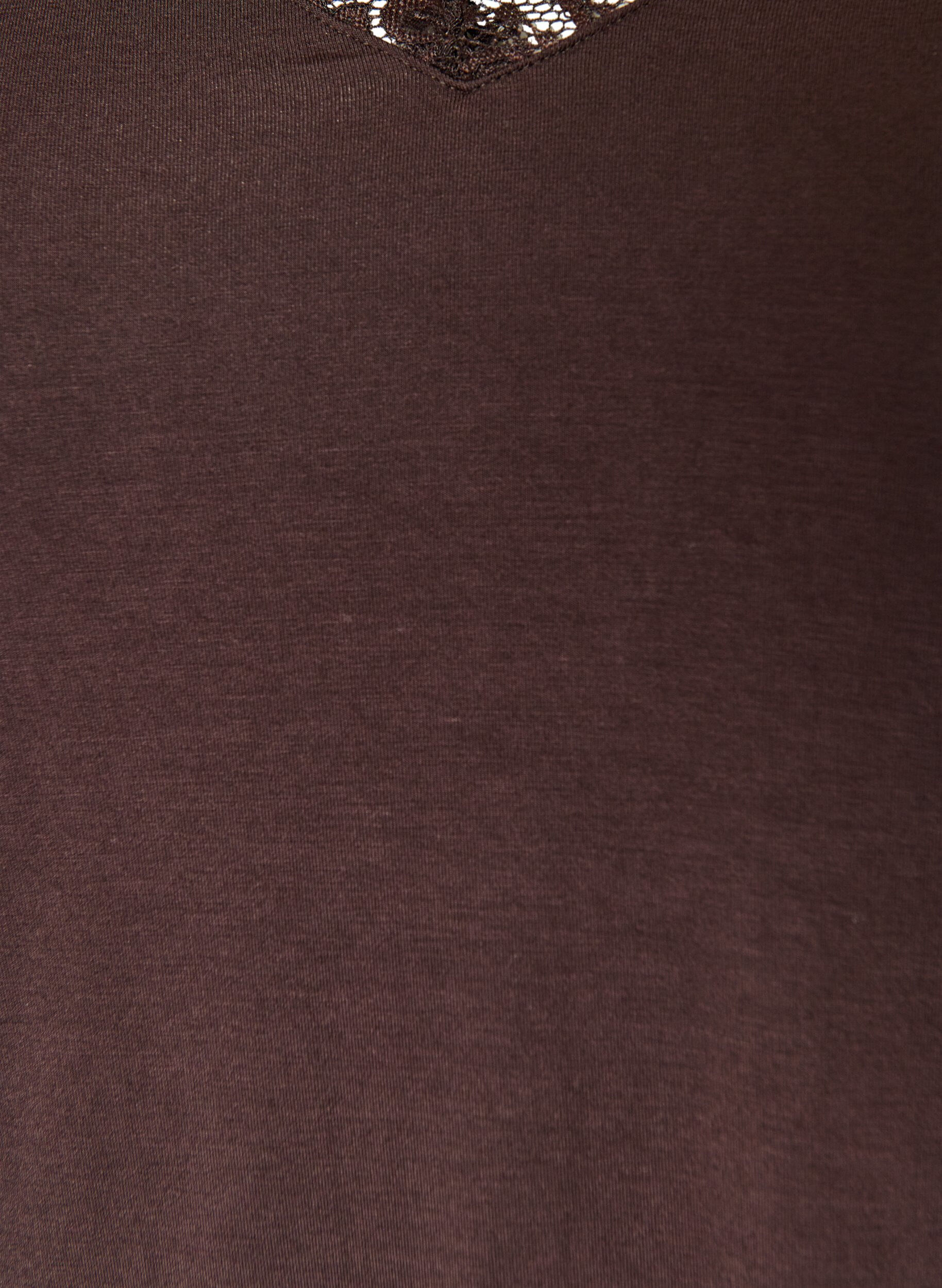 ZizziBluse aus Viskose mit Spitzen und V-Ausschnitt, Braun, Packshot image number 2