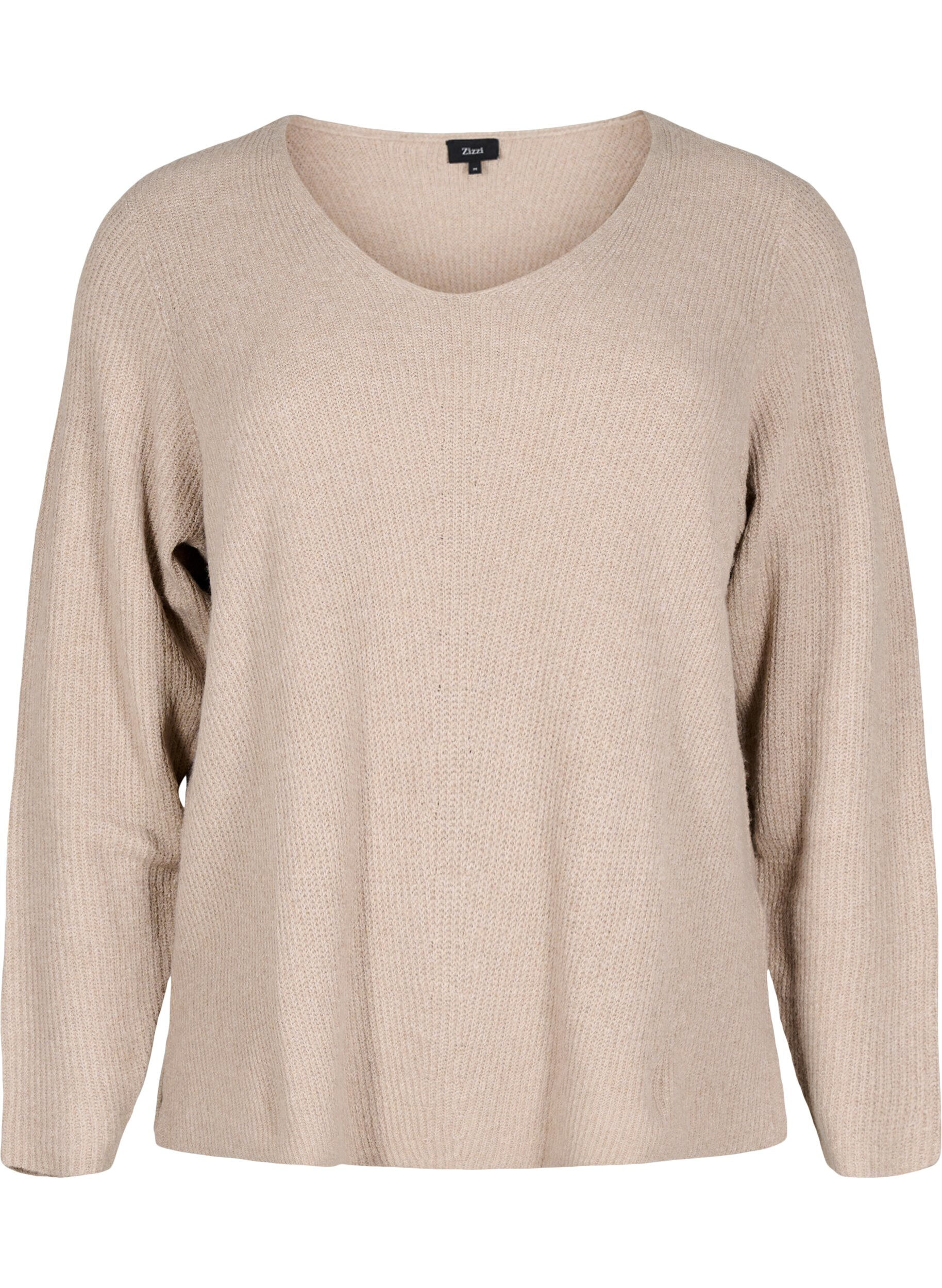 ZizziStrickbluse mit V-Ausschnitt und langen &Auml;rmeln, Simply T. White Mel., Packshot image number 0