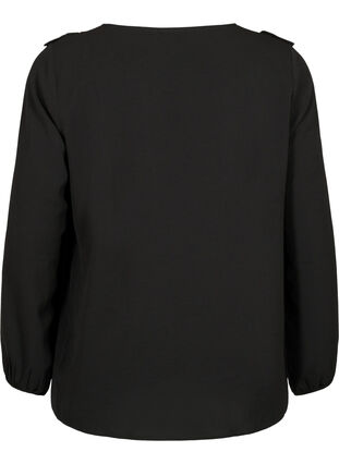 Langärmelige Bluse mit Rüschen, Black, Packshot image number 1