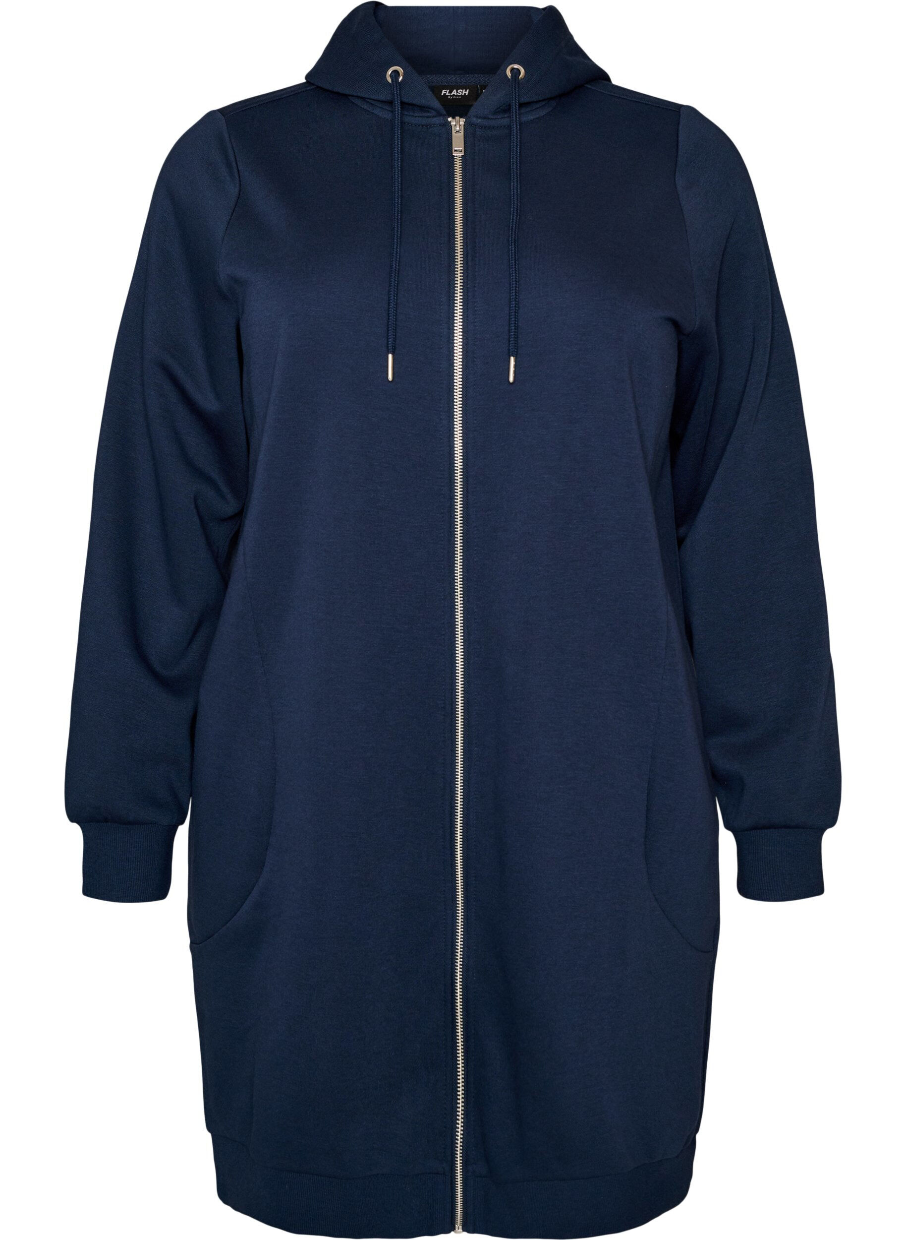 FLASH - Langer Hoodie mit Rei&szlig;verschluss und Taschen