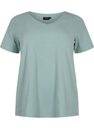 Einfarbiges basic T-Shirt aus Baumwolle, Chinois Green, Packshot image number 0