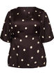 Gepunktete Bluse aus Viskose mit V-Ausschnitt und Bindeband, Braun, Packshot image number 0