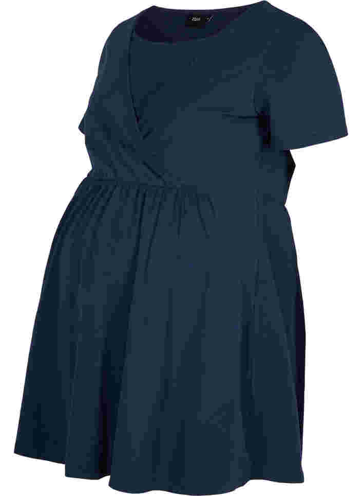Kurzarm-Umstands-Tunika aus Baumwolle, Navy Blazer, Packshot image number 0