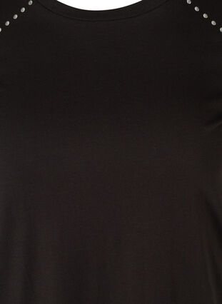 Kurzarm T-Shirt aus Baumwolle mit Nieten, Black, Packshot image number 2
