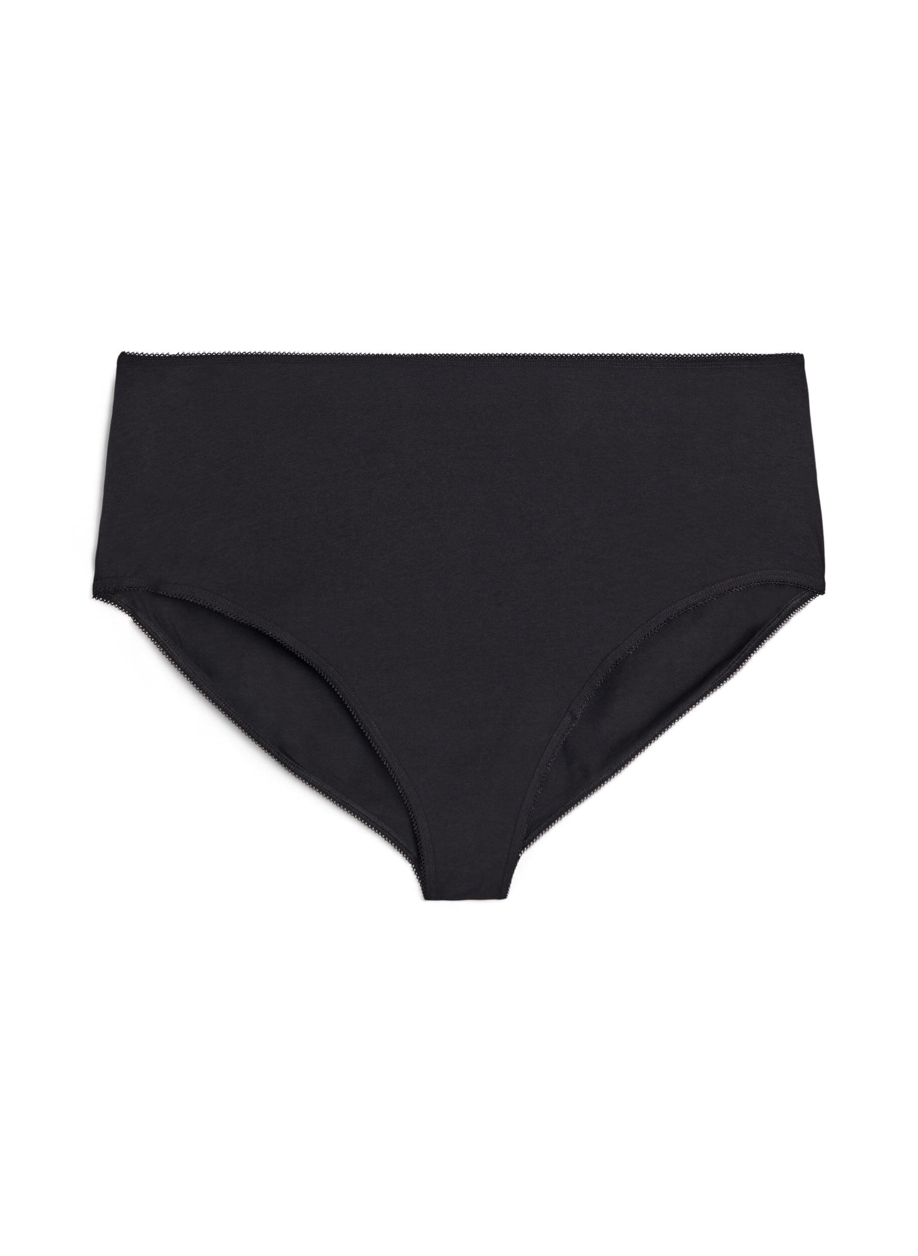 Zizzi3er-Pack Baumwollslips mit regul&auml;rer Taillenh&ouml;he, Schwarz, Packshot image number 2