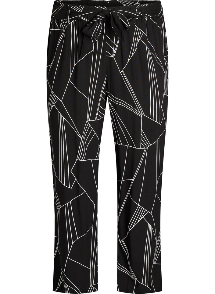 Hoch taillierte Hose aus Viskose, Schwarz, Packshot image number 0