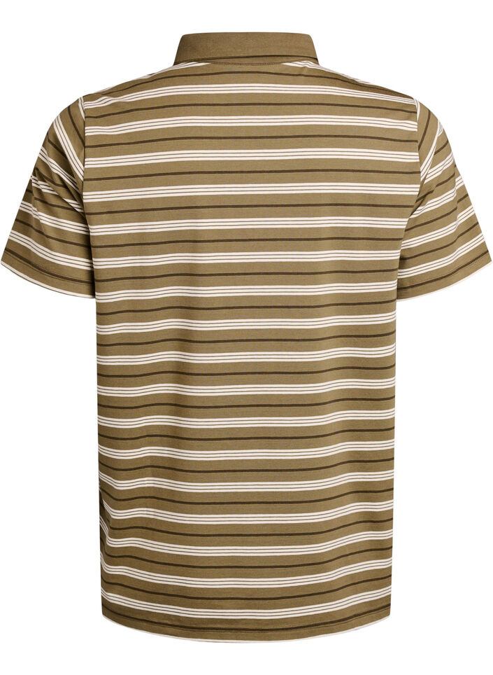 Poloshirt mit Streifen und kurzen Ärmeln, Grün, Packshot image number 1