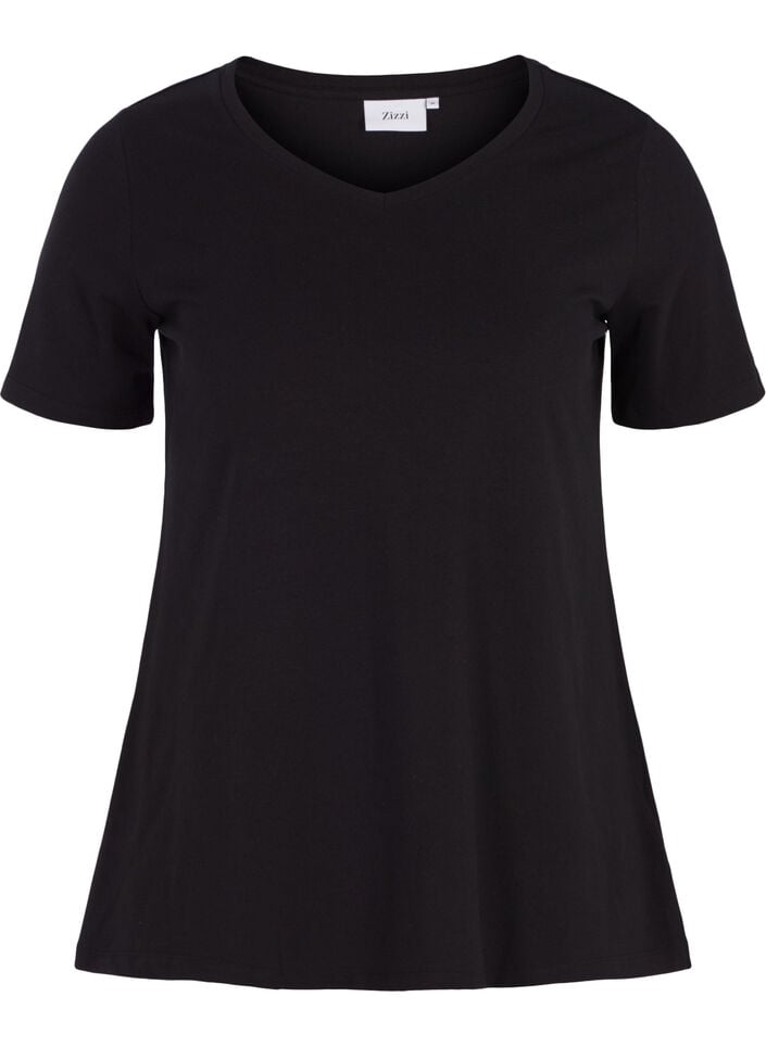 Einfarbiges basic T-Shirt aus Baumwolle, Schwarz, Packshot image number 0