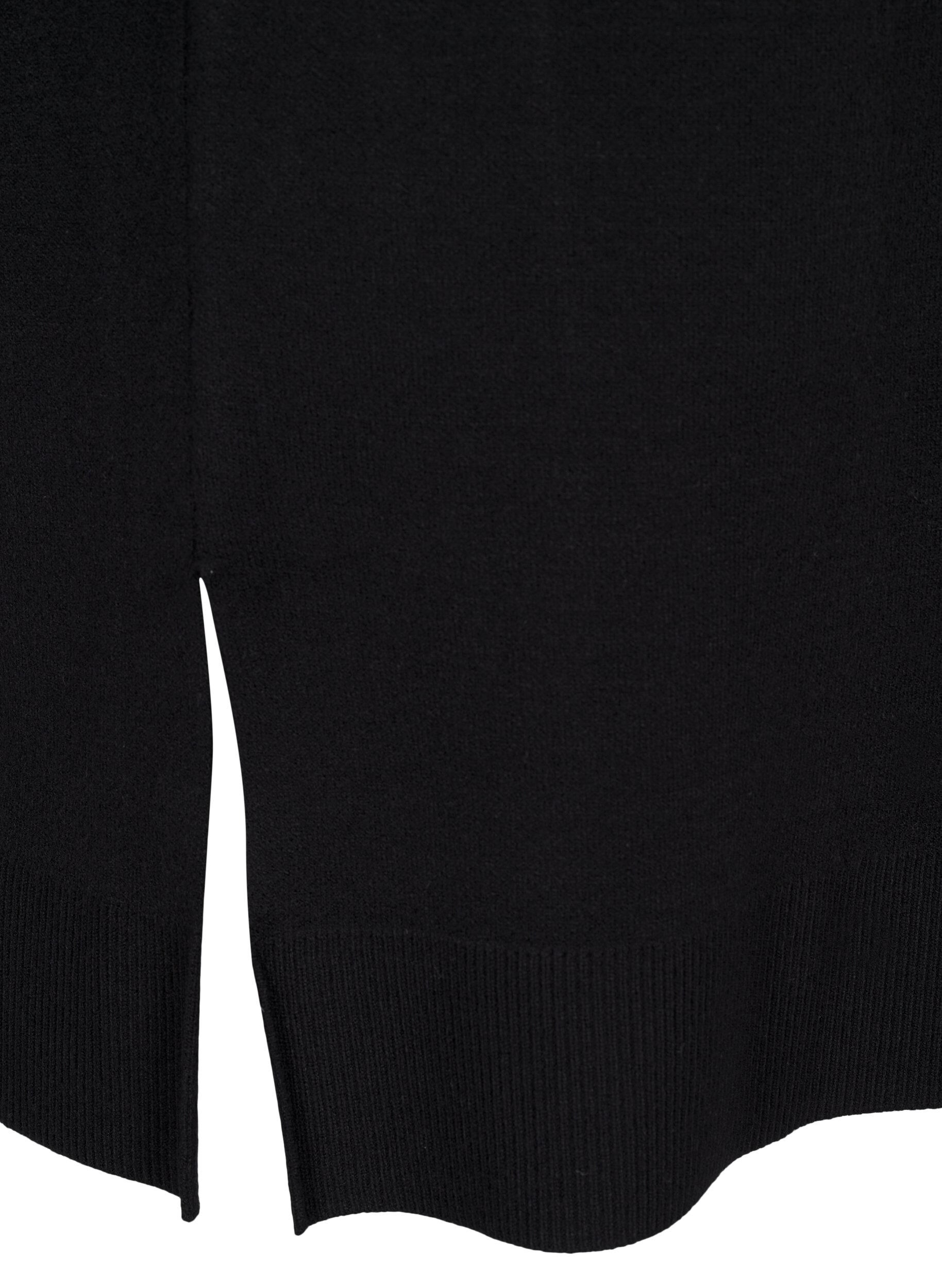 ZizziStrickkleid mit Rundhalsausschnitt und Schlitz, Schwarz, Packshot image number 3