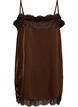 Langes Top aus Satin mit Spitzen, Braun, Packshot image number 1