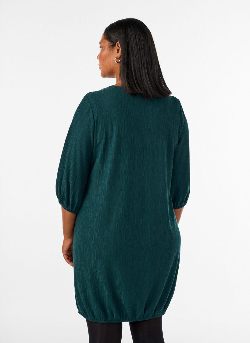 Kleid in Ballonform mit Struktur, Gr&uuml;n, Model image number 2