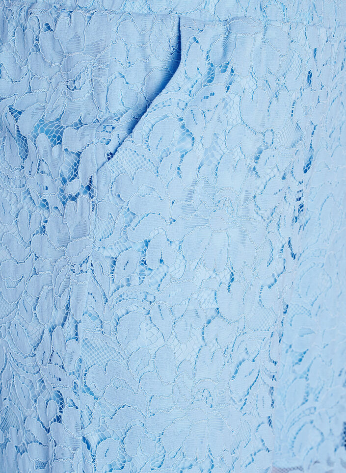 Hoch taillierte Spitzenhose mit geraden Beinen, Blau, Packshot image number 2