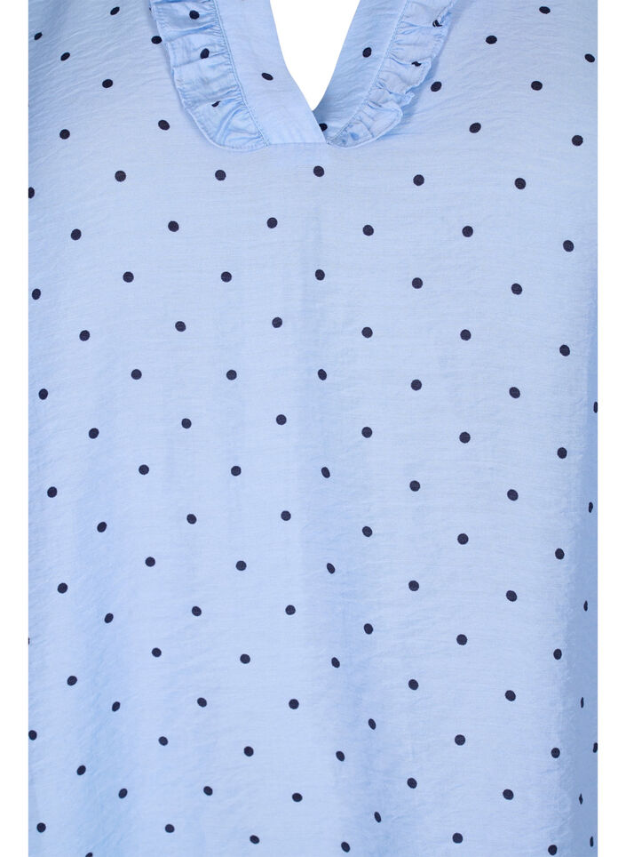 Punktebluse mit 3/4-Ärmeln aus Viskose, Light Blue Dot, Packshot image number 2